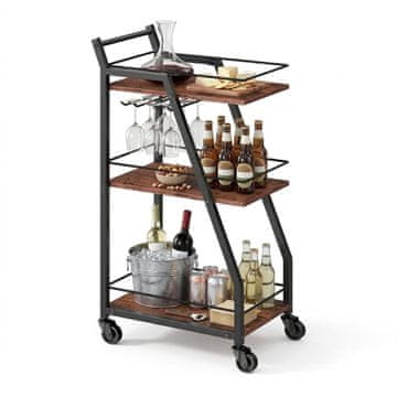 Northix 3-nadstropni industrijski kuhinjski voziček z železnim okvirjem in kolesi