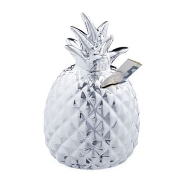 Northix Srebrni hranilnik Ananas, keramični, s ključavnico, za varčevanje denarja