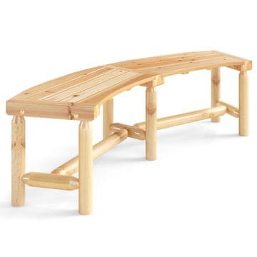 Northix Ukrivljena lesena klop 170x58x45 cm iz jelke in bora z nosilnostjo 360 kg