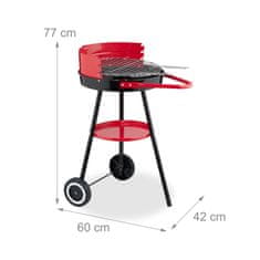 Northix Žar na oglje s koleščki, vetrovka, Ø 42 cm