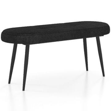 Northix 113 cm klop z blazinami & kovinske noge, oblazinjena klop otoman do 300 kg nosilnosti, črna