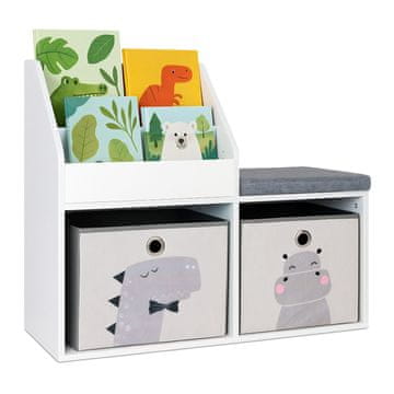 Northix Otroška klop s knjižno omaro - 3-v-1 skladiščna enota