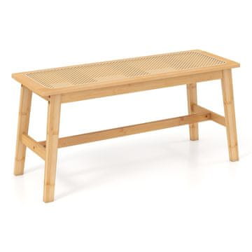 Northix Jedilna klop iz bambusa z ratanovim sedežem, 100 cm, naravna