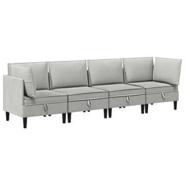 Vidaxl Komplet pohištva za dnevno sobo 4 pcs Svetlo siva Blago