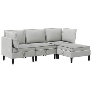 Vidaxl Komplet pohištva za dnevno sobo 4 pcs Svetlo siva Blago