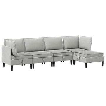 Vidaxl Komplet pohištva za dnevno sobo 5 pcs Svetlo siva Blago