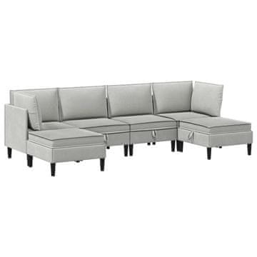 Vidaxl Komplet pohištva za dnevno sobo 6 pcs Svetlo siva Blago