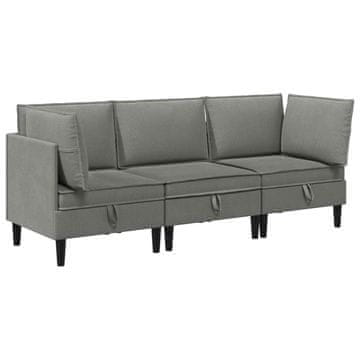 Vidaxl Komplet pohištva za dnevno sobo 3 pcs Temno siva Blago