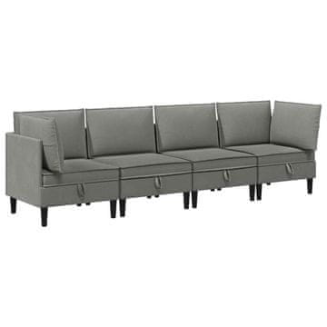 Vidaxl Komplet pohištva za dnevno sobo 4 pcs Temno siva Blago