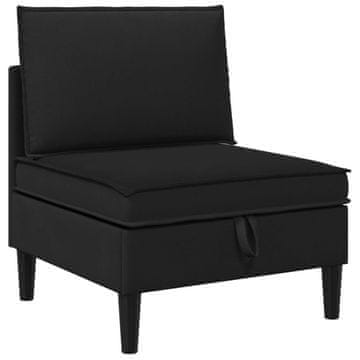 Vidaxl Srednji sofa z shrambo Črna Žamet