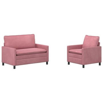 Vidaxl Kavčna garnitura 2 pcs Roza Žamet
