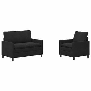 Vidaxl Kavčna garnitura 2 pcs Črna Žamet