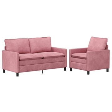 Vidaxl Kavčna garnitura 2 pcs Roza Žamet