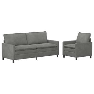 Vidaxl Kavčna garnitura 2 pcs Temno siva Žamet
