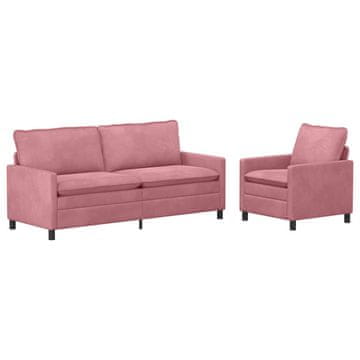 Vidaxl Kavčna garnitura 2 pcs Roza Žamet
