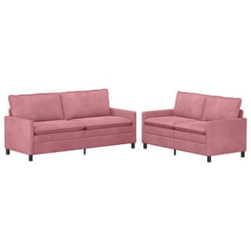 Vidaxl Kavčna garnitura 2 pcs Roza Žamet