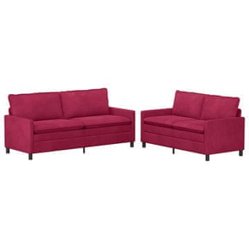 Vidaxl Kavčna garnitura 2 pcs Vinorodna rdeča Žamet
