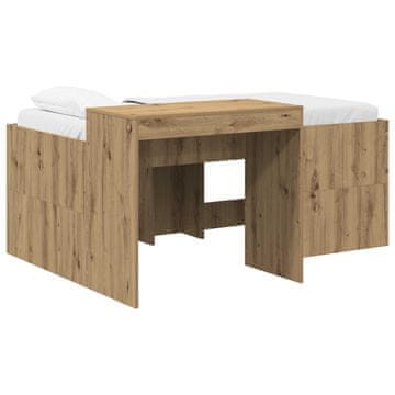 Vidaxl Otroška visoka postelja s pisalno mizo Artisan hrast