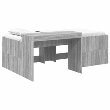 Vidaxl Otroška visoka postelja s pisalno mizo Siva Sonoma 80 x 200 cm