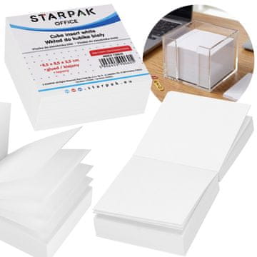STARPAK Bele pisarniške lističe, zlepljene, blok, blok za beležke 8,5x8,5x3,5 cm