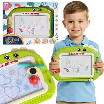 Mega Creative Dinozaver, magnetna tabla za suho brisanje s pisalom + žigi, potovalni komplet za avto, izginjajoče pisalo