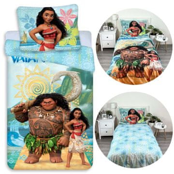 Disney DISNEY Vaiana Dvostransko otroško posteljnino z zadrgo, 100% bombaž, 140x200cm+70x90cm OEKO-TEX