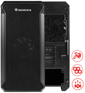 Genesis IRID 503 V2 računalniško ohišje, Mini Tower, 2x ventilator, črno