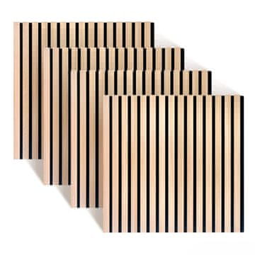 Northix Akustične stenske plošče 60x60 cm leseni furnir 4 kos letvičaste