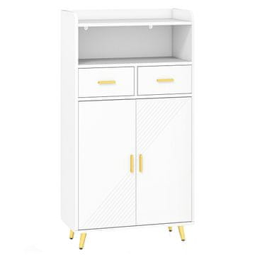 Northix Bela omarica 60x30x113 cm z nastavljivo polico in predali