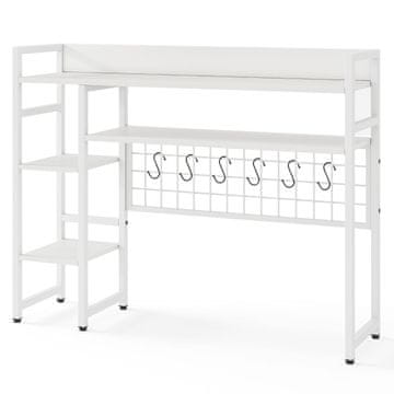 Northix Namizna polica 94x25x74 cm 4 nivoji s kavlji bela