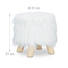 Northix Tabure za noge umetno krzno okrogel lesen okvir 100 kg