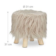 Northix Tabure za noge umetno krzno bel okrogel lesen okvir 100 kg