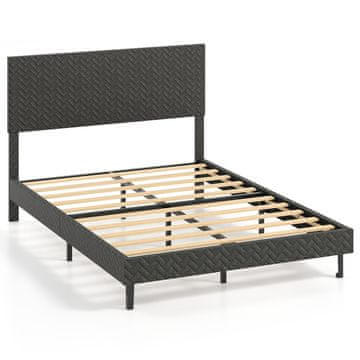 Northix Nastavljiv žameten posteljni okvir Chevron 207x146 cm 360kg siv