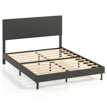 Northix Nastavljiv žameten posteljni okvir Chevron 207x166 cm 360kg siv