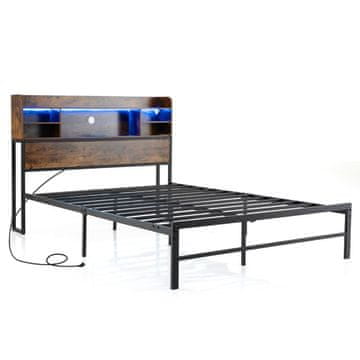 Northix Posteljni okvir 140x200 cm LED polnilna postaja 300kg USB
