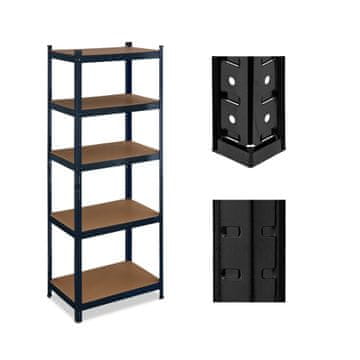 Northix Kovinski regal 5 nivojev visoka nosilnost jeklo MDF