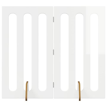 Vidaxl Zložljiva ograda za hišne ljubljenčke 2 szt. Visok Sijaj Bel