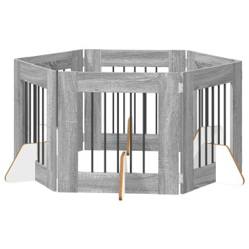 Vidaxl Vrata za pse z stojali 6 szt. Siva Sonoma 60 x 60 cm