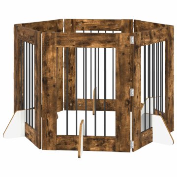 Vidaxl Vrata za pse z stojali 6 szt. Dimljen hrast 60 x 80 cm