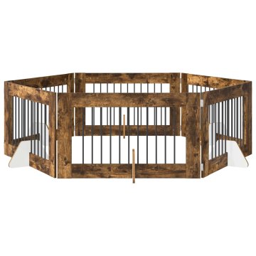 Vidaxl Vrata za pse z stojali 6 szt. Dimljen hrast 100 x 60 cm