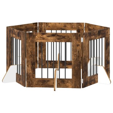 Vidaxl Vrata za pse z stojali 6 szt. Dimljen hrast 60 x 60 cm