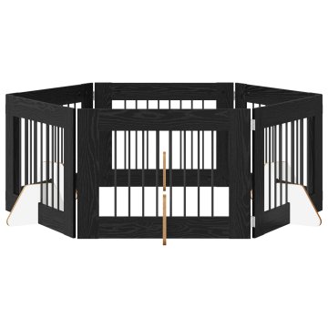 Vidaxl Vrata za pse z stojali 6 szt. Črni hrast 80 x 60 cm