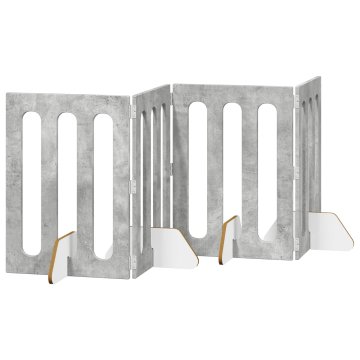 Vidaxl Zložljiva ograda za hišne ljubljenčke 4 szt. Beton Siva