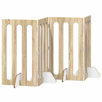 Vidaxl Zložljiva ograda za hišne ljubljenčke 4 szt. Sonoma hrast