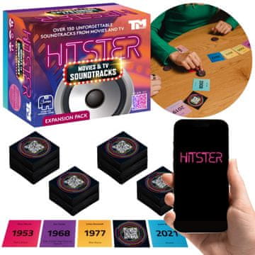 Jumbo HITSTER Movies & TV Soundtracks Dodatek – filmska glasba, filmi in serije, razširitev za igro Hitster, družabna igra