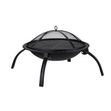 Northix Posoda za ogenj XL jeklena prenosna s rešetko in dodatki za žar