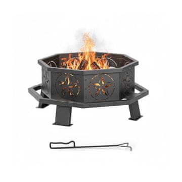 Northix Osmerokotna posoda za ogenj črna z motivom zvezde kovinska