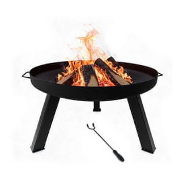 Northix Prašno barvano jekleno ognjišče za zunanjo uporabo z greblom