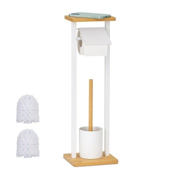 Northix WC komplet s polico bambus kovina samostoječi 2 glavi