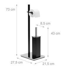 Northix Toaletni set mat črna jeklo WC ščetka 9,5 mm navoj
